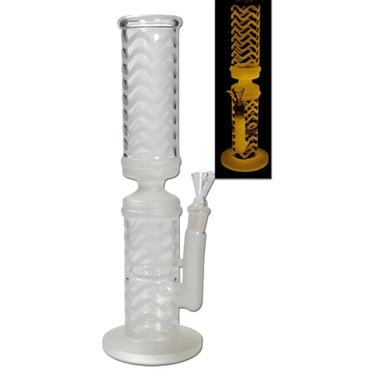 Bong de cristal / Honeycomb 14,5 rosa - brilla en la oscuridad