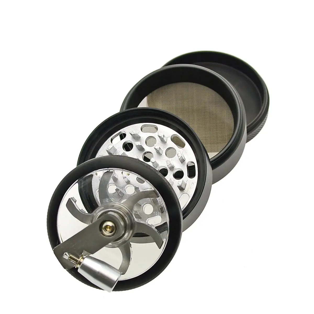 Grinder con manivela negro 4 partes