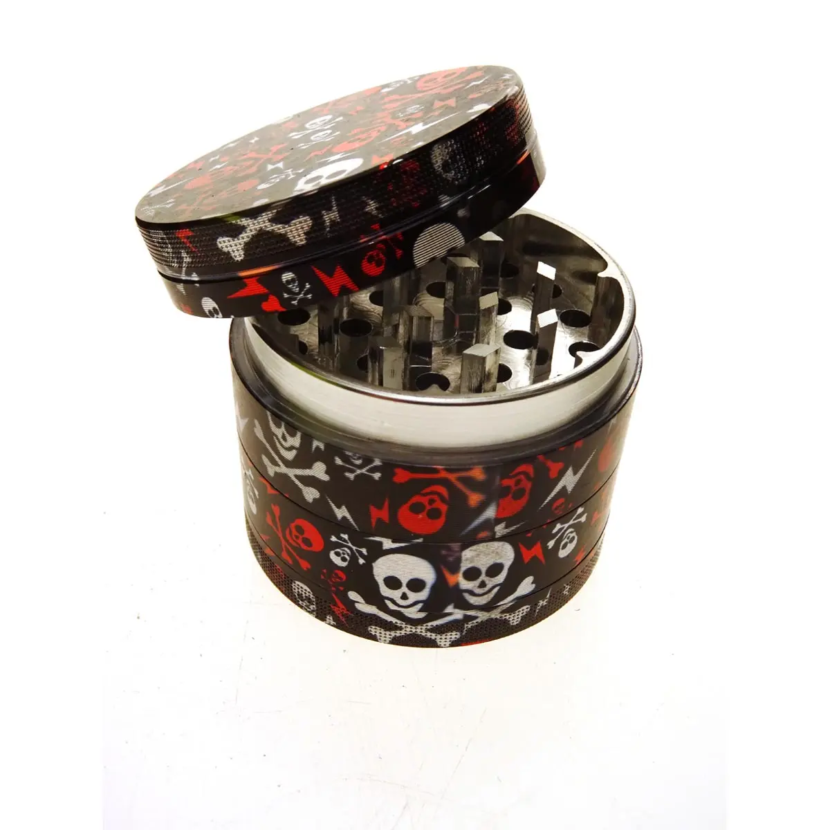 Grinder de aluminio con cerradura magnética y tamiz - 50mm - Calaveras
