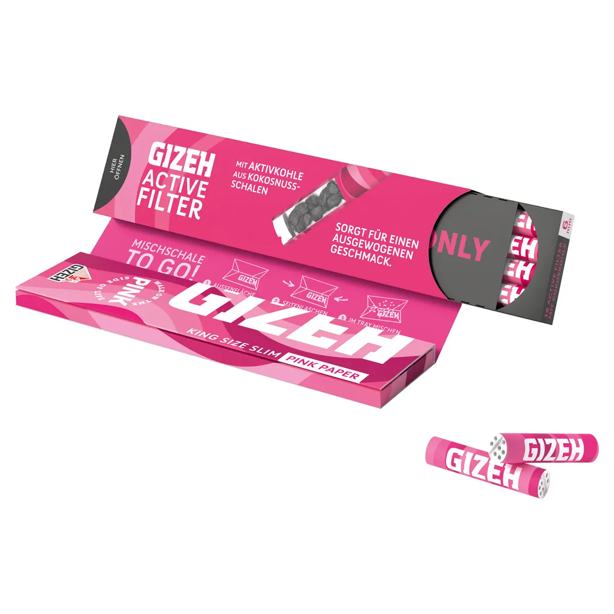 Gizeh Pink King Size Silm + 16 activated charcoal filters