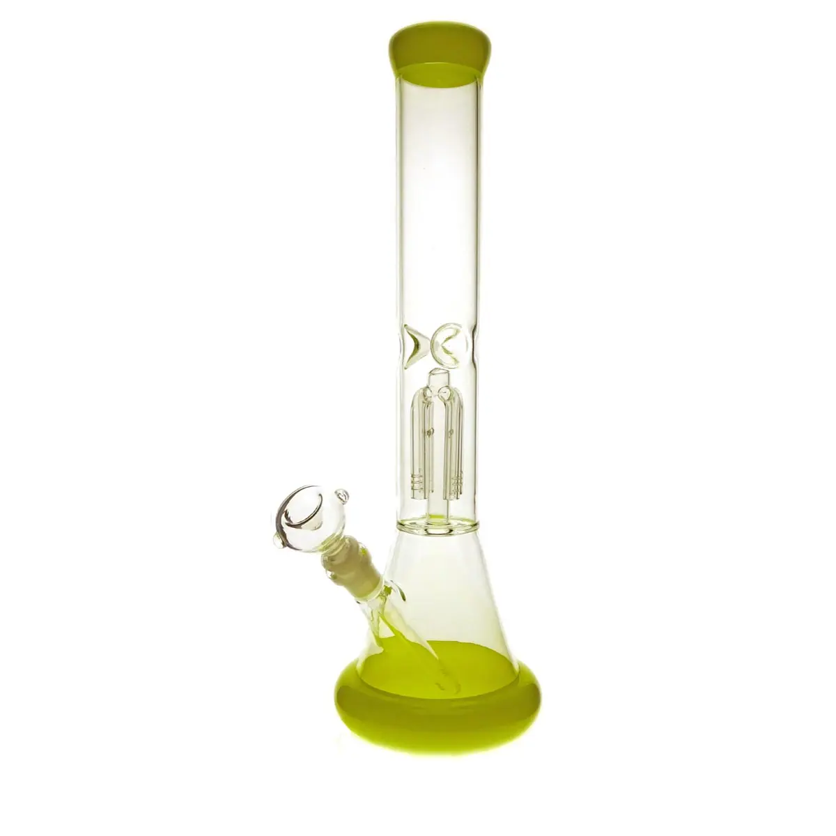 Bong de vidrio Ice con percolador de 4 brazos amarillo