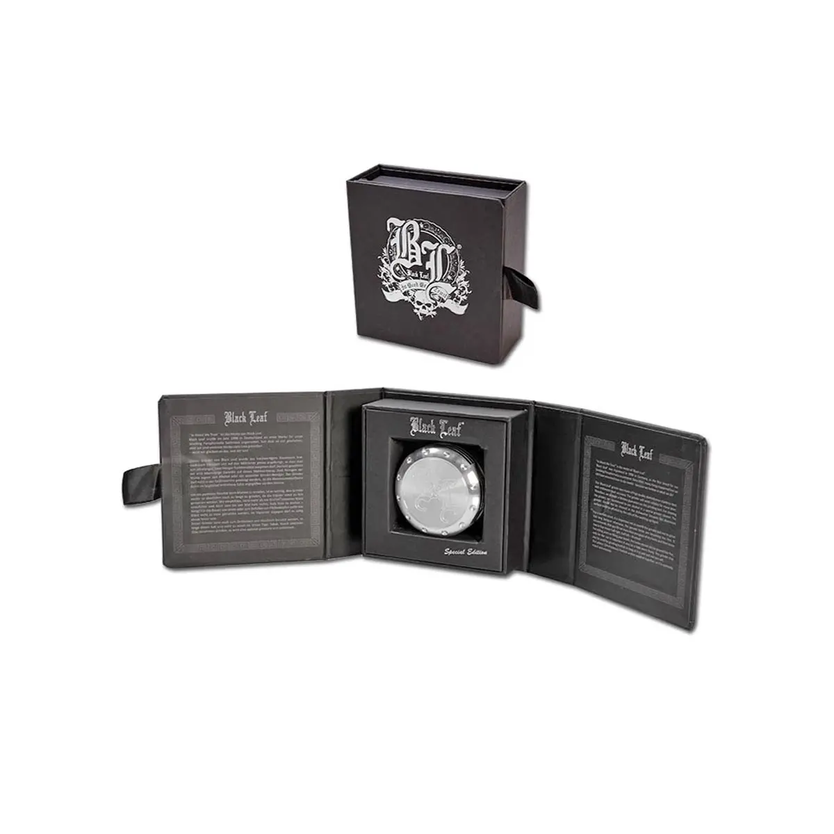 Caja de regalo del molinillo de aluminio Black Leaf 53mm