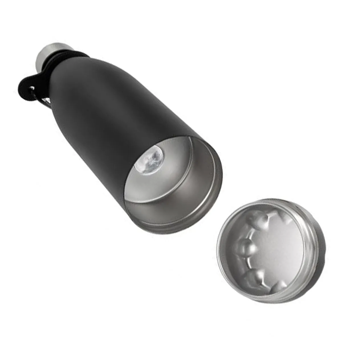 Botella de acero inoxidable con compartimento oculto - negro