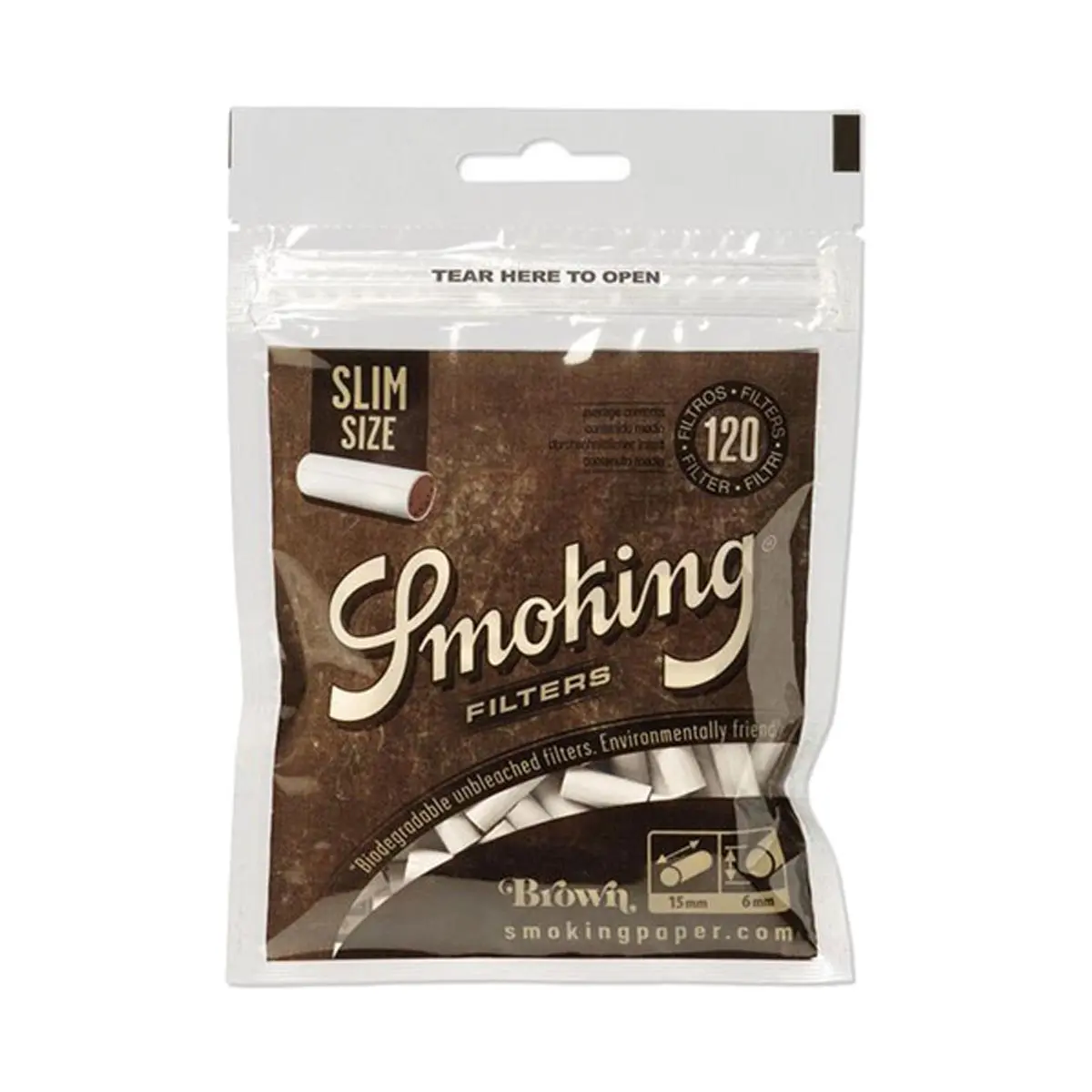 Smoking filtros - Brown Unbleached Slim 120 pcs.