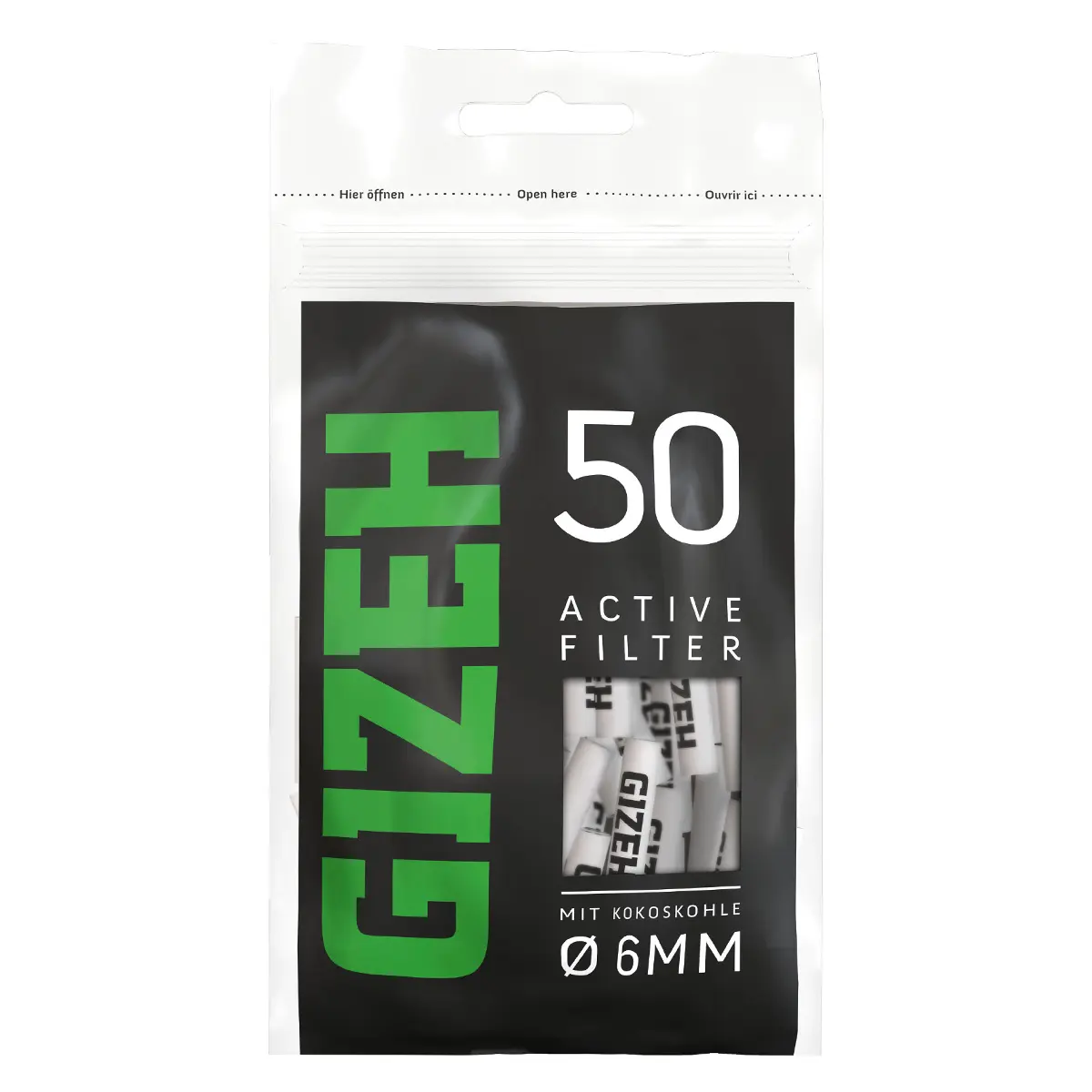 Filtro de carbón activado Gizeh Slim 6 mm Black