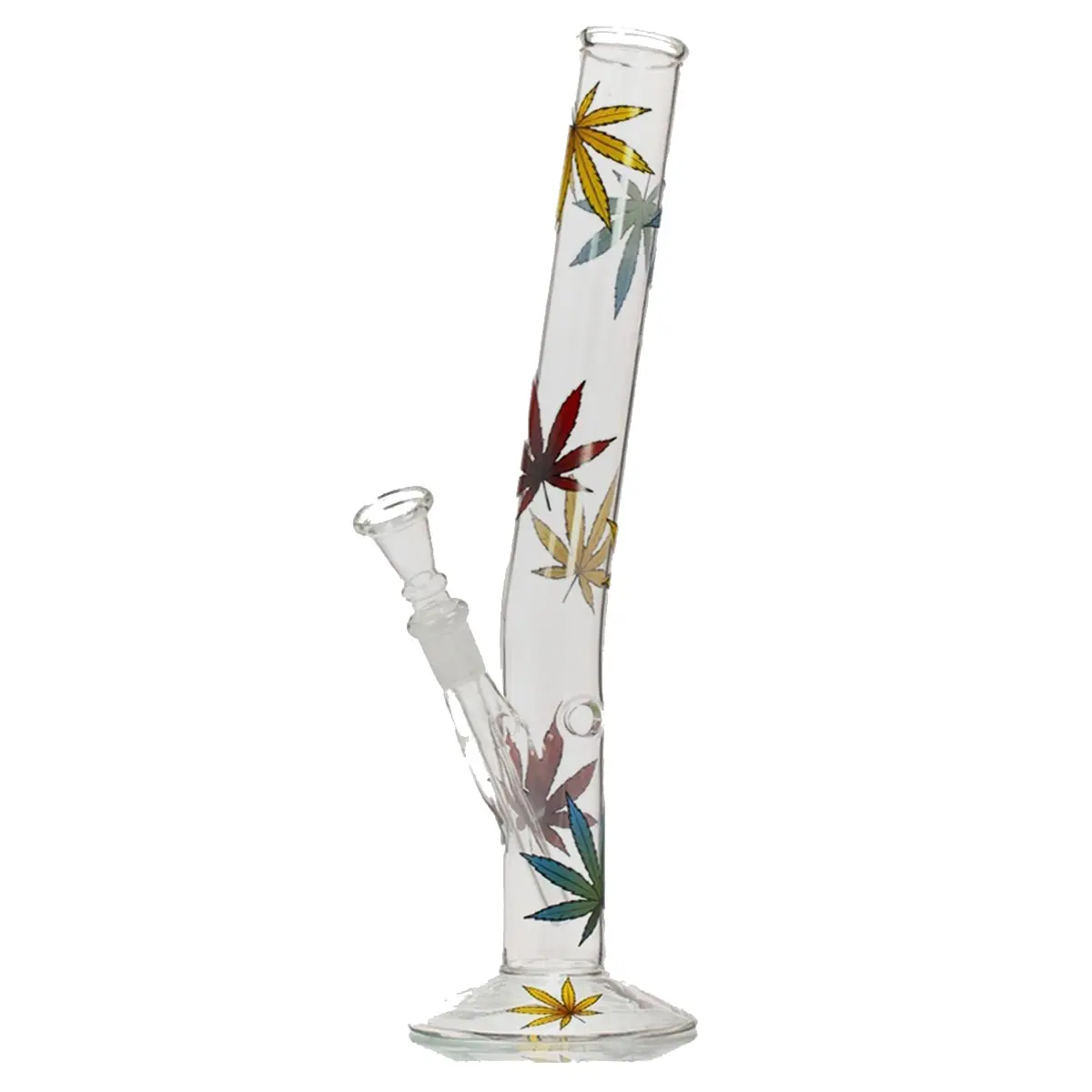 Bong de cristal con hoja de cáñamo de colores 32cm 14,5