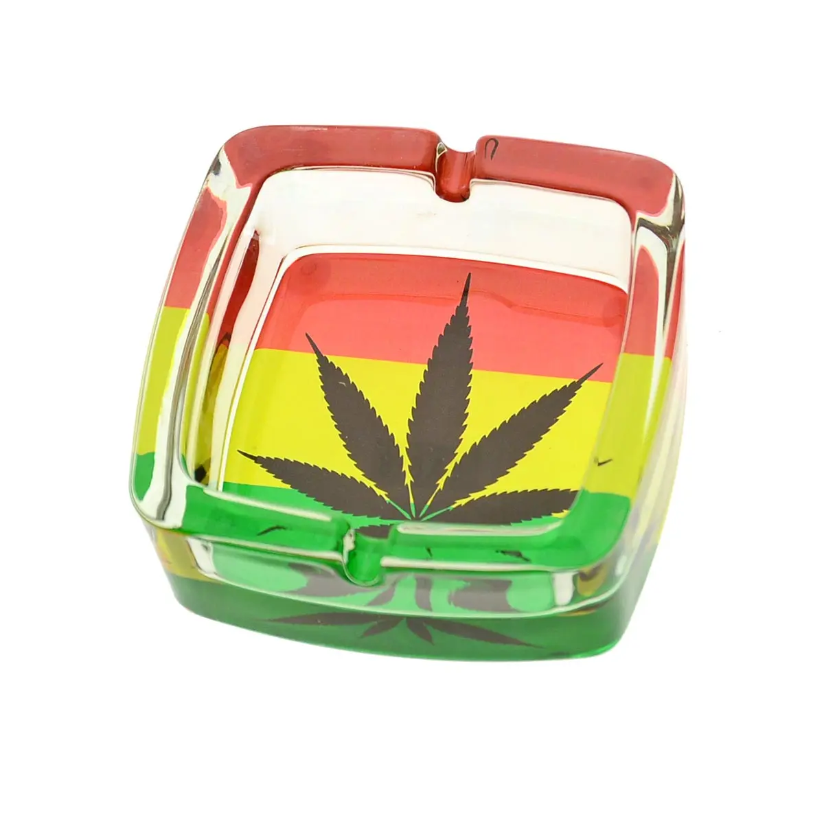 Cenicero cuadrado de cristal "Leaf"