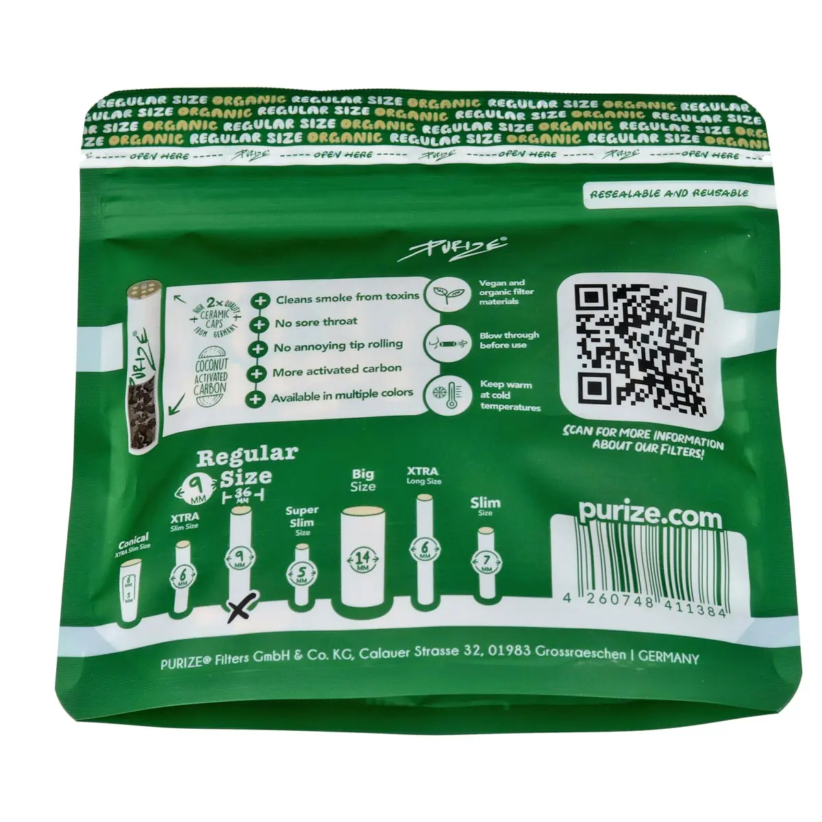 Filtro de carbón activado PURIZE® - Tamaño normal 50er