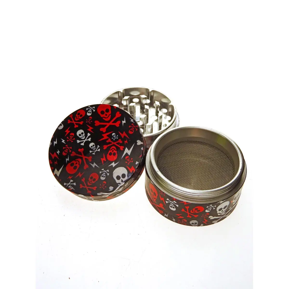 Grinder de aluminio con cerradura magnética y tamiz - 50mm - Calaveras