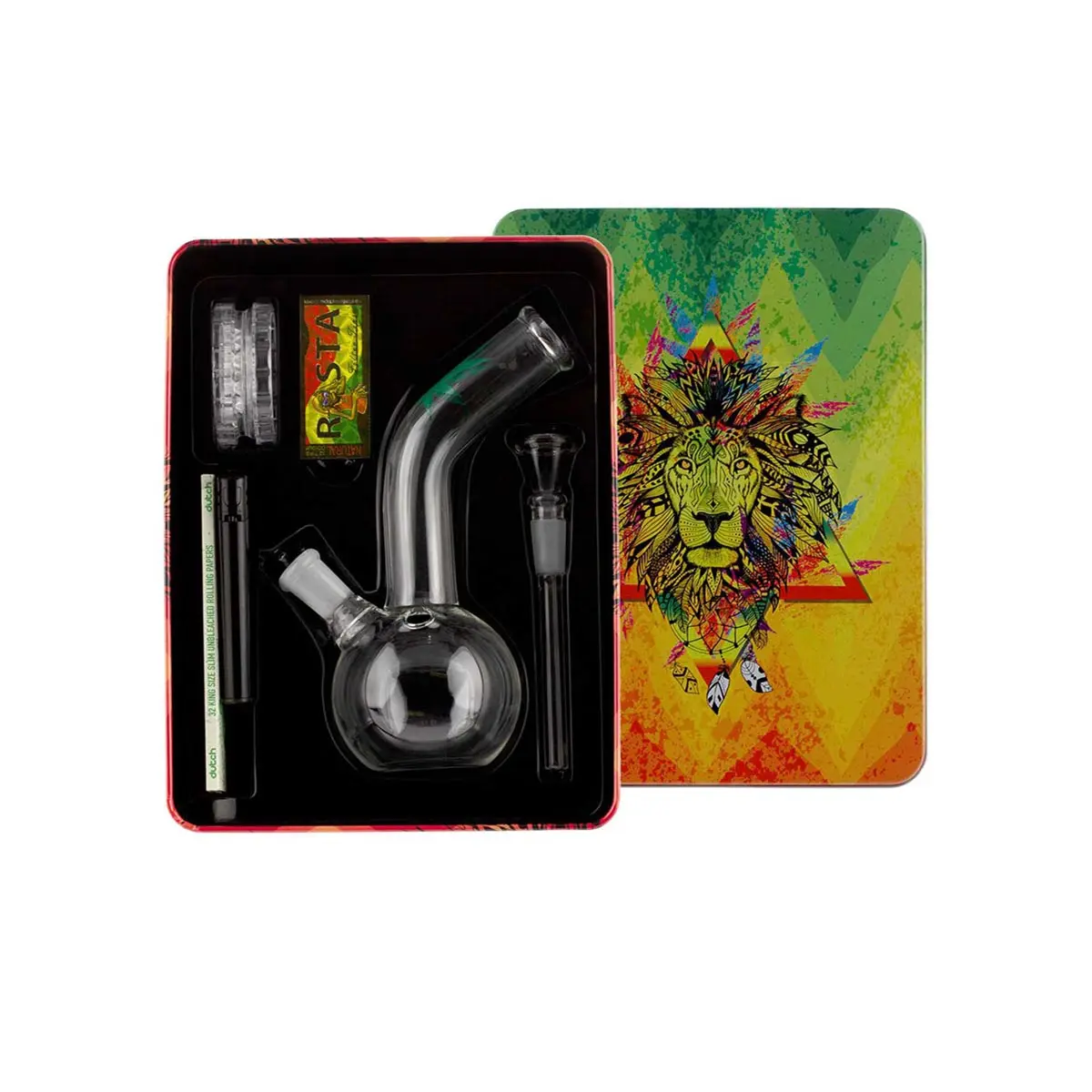 Leaf Bong Set Todo en Uno 'Rasta Lion'