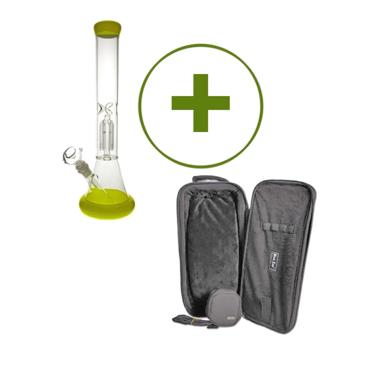 Bong de vidrio Ice con percolador amarillo + Set de Bolsa