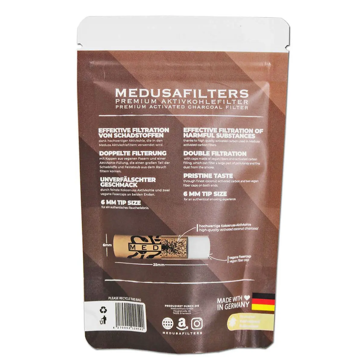 Filtro de carbón activado Medusa 6mm