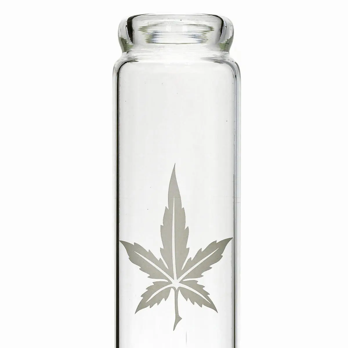 Bong de vidrio curvado con hoja de cáñamo - 42cm