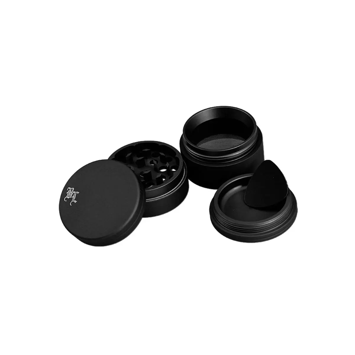 Amoladora de aluminio "Black Leaf" 4 partes mate - negro