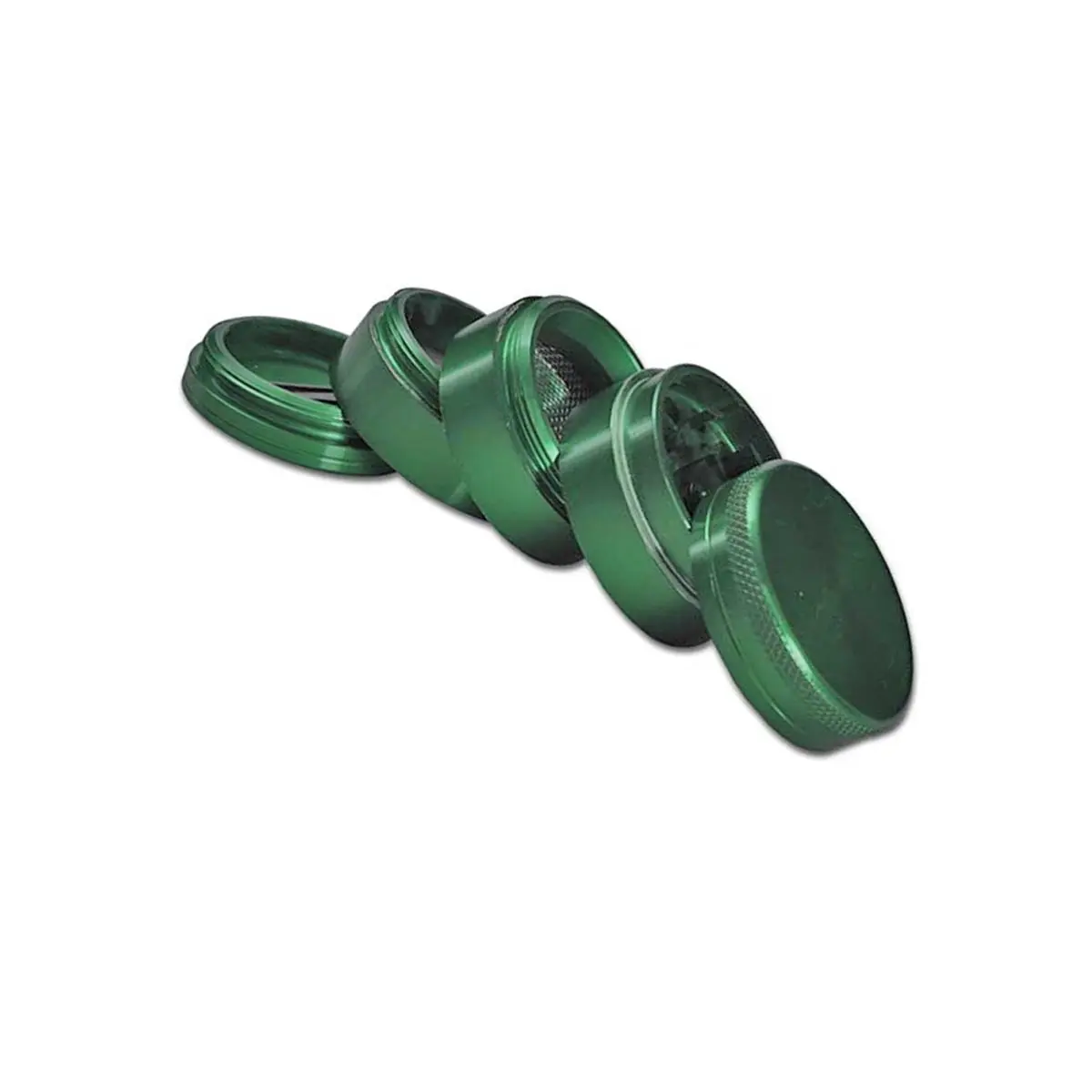 Grinder de aluminio 5 piezas con doble tamiz verde
