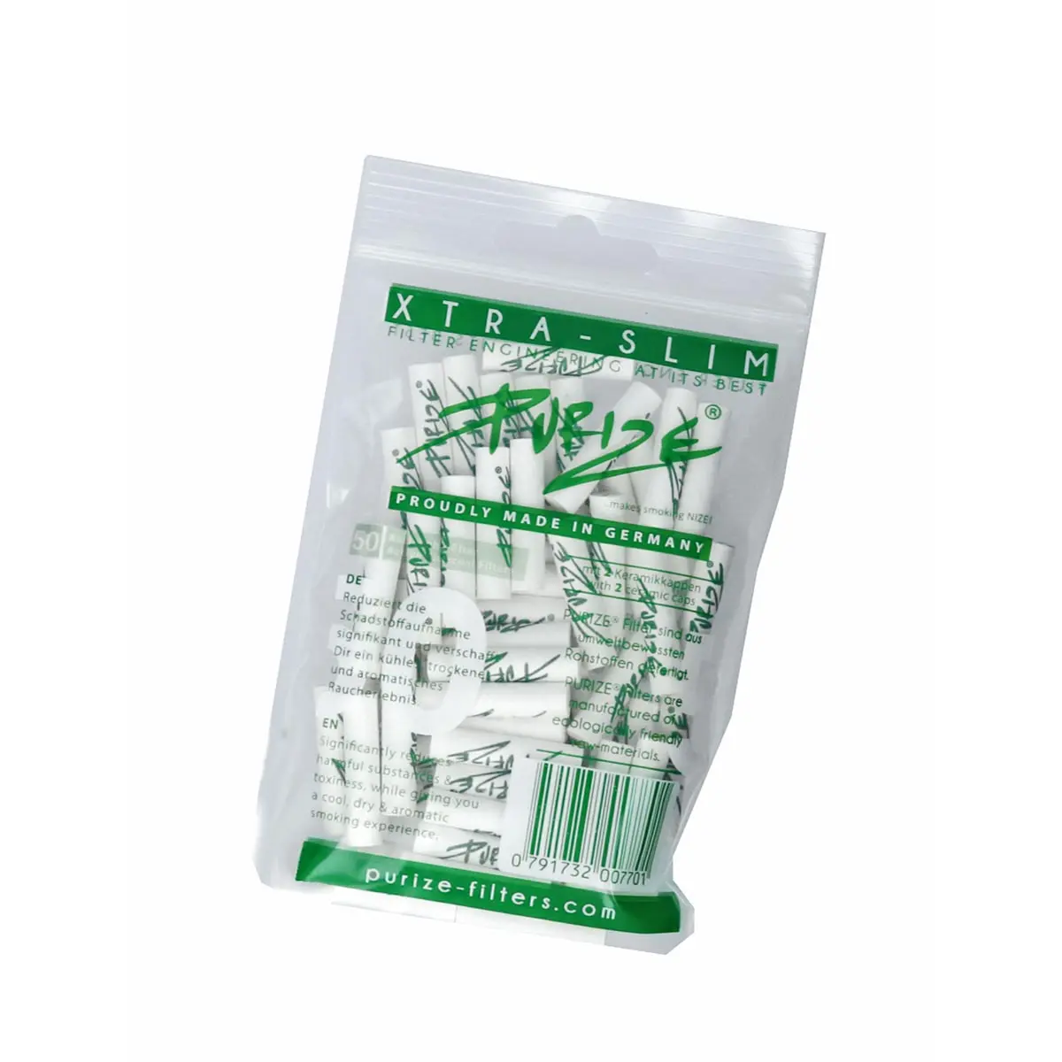 Filtro de carbón activado PURIZE® - XTRA Slim Size Bianco 50er