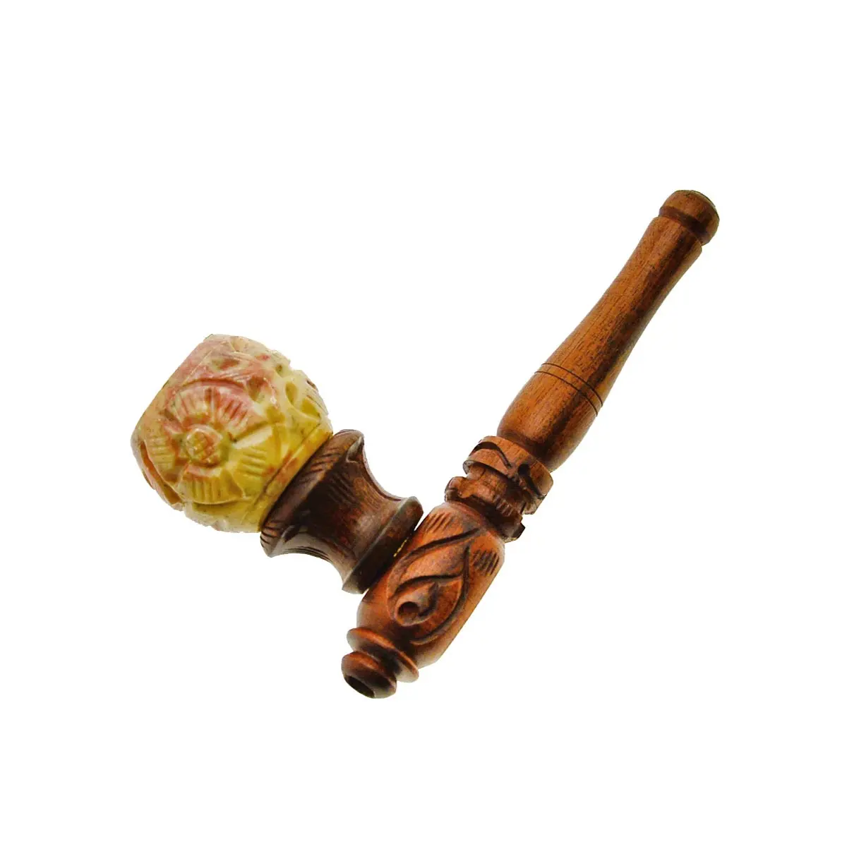 Pipa de madera con cazoleta de esteatita - 10cm