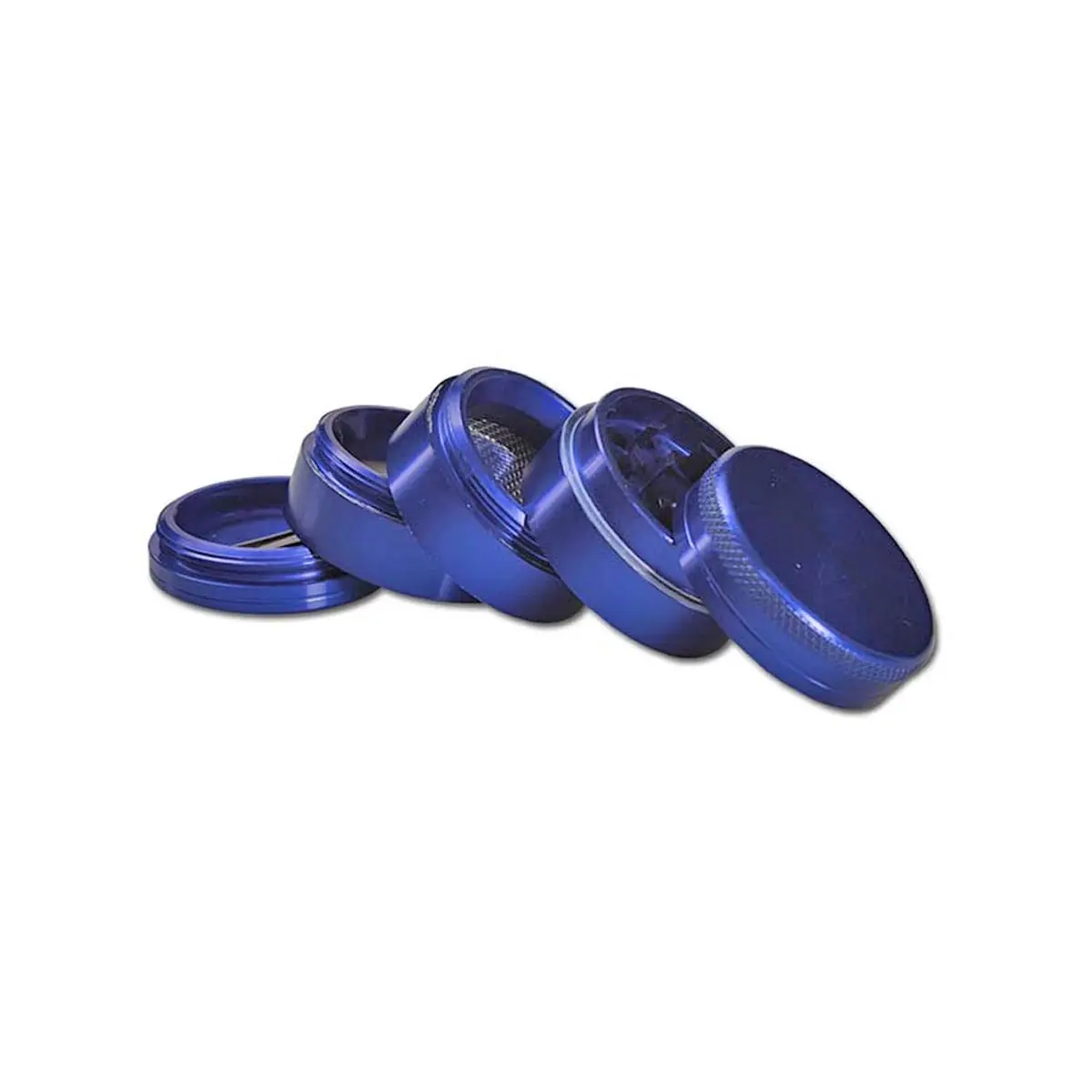 Grinder de aluminio 5 piezas con doble tamiz azul