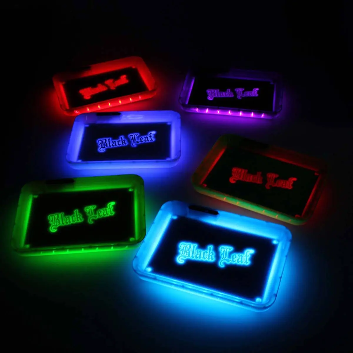 Black Leaf LED Rolling Tray weiss