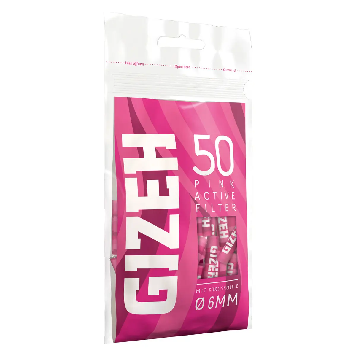 Filtro de carbón activado Gizeh Slim 6 mm Pink