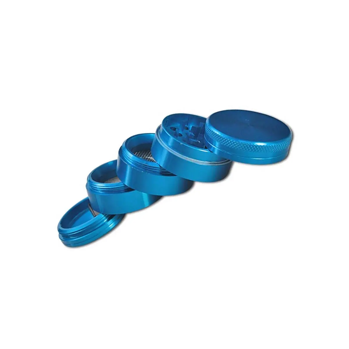 Grinder de aluminio 5 piezas con doble tamiz turquesa