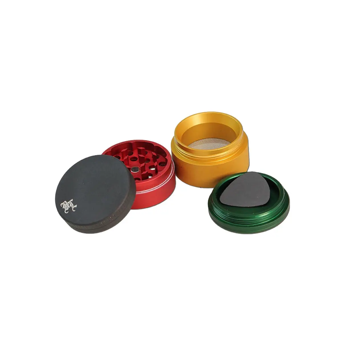 Amoladora de aluminio "Black Leaf" 4 partes mate - rasta