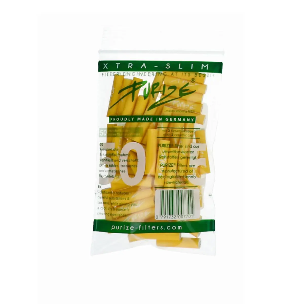Filtro de carbón activado PURIZE® - XTRA Slim Size Amarillo 50er