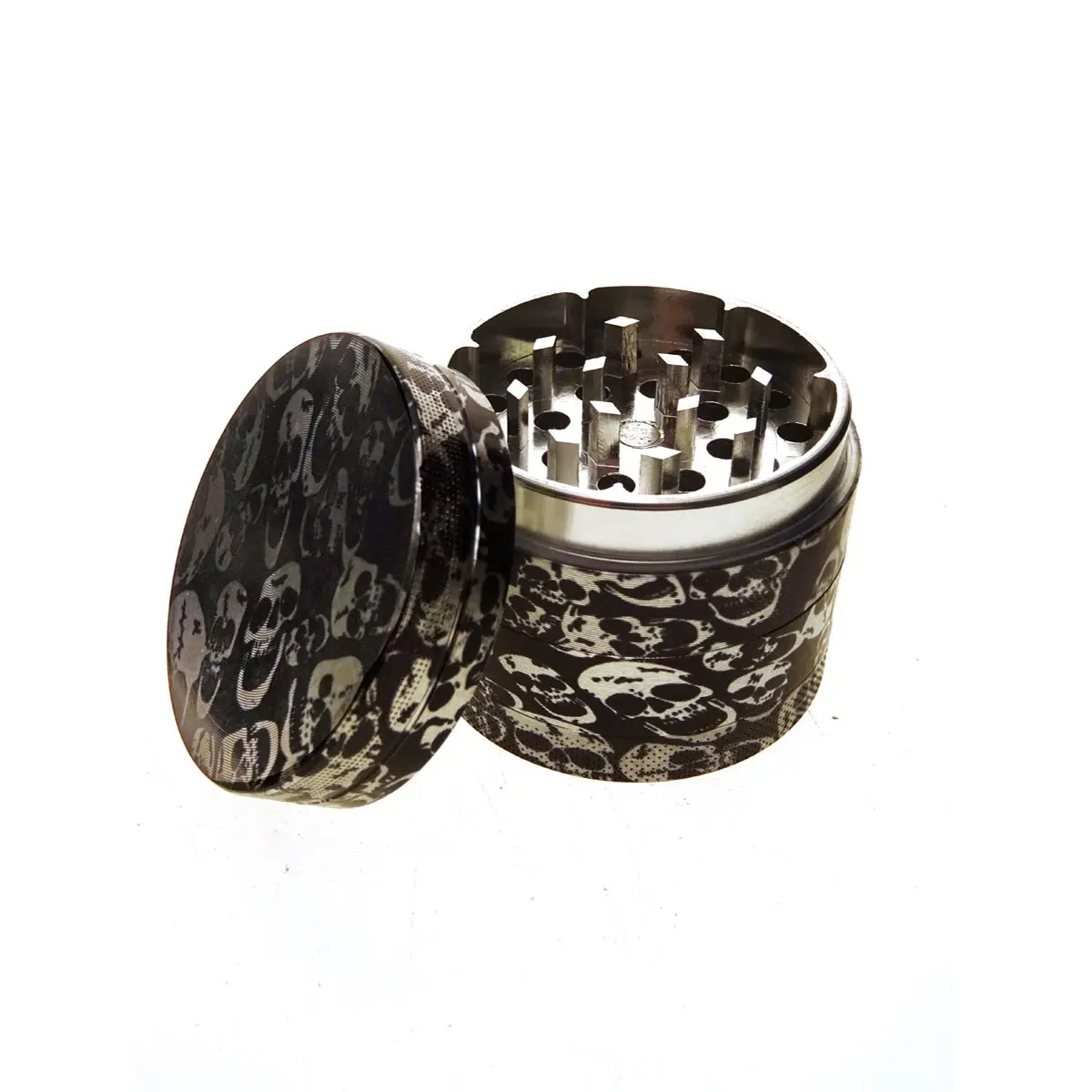 Grinder de aluminio con cerradura magnética y tamiz - 50mm - Calaveras