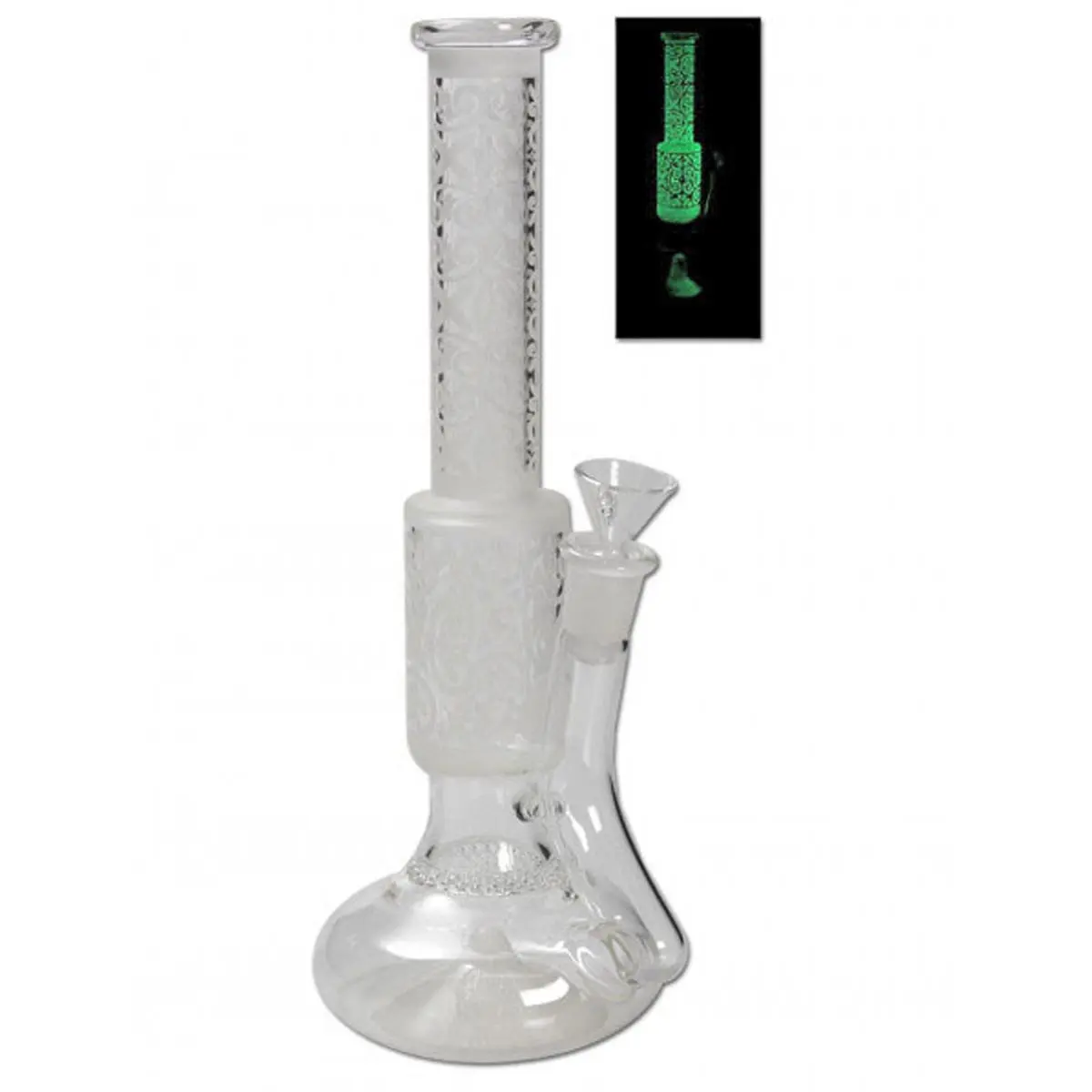 Glow in Dark bong de vidrio HoneyComb verde