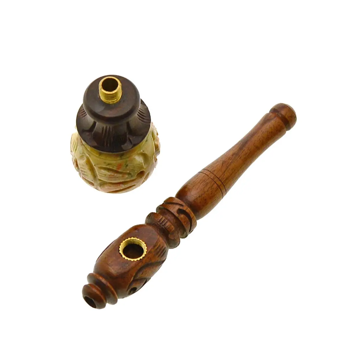 Pipa de madera con cazoleta de esteatita - 10cm