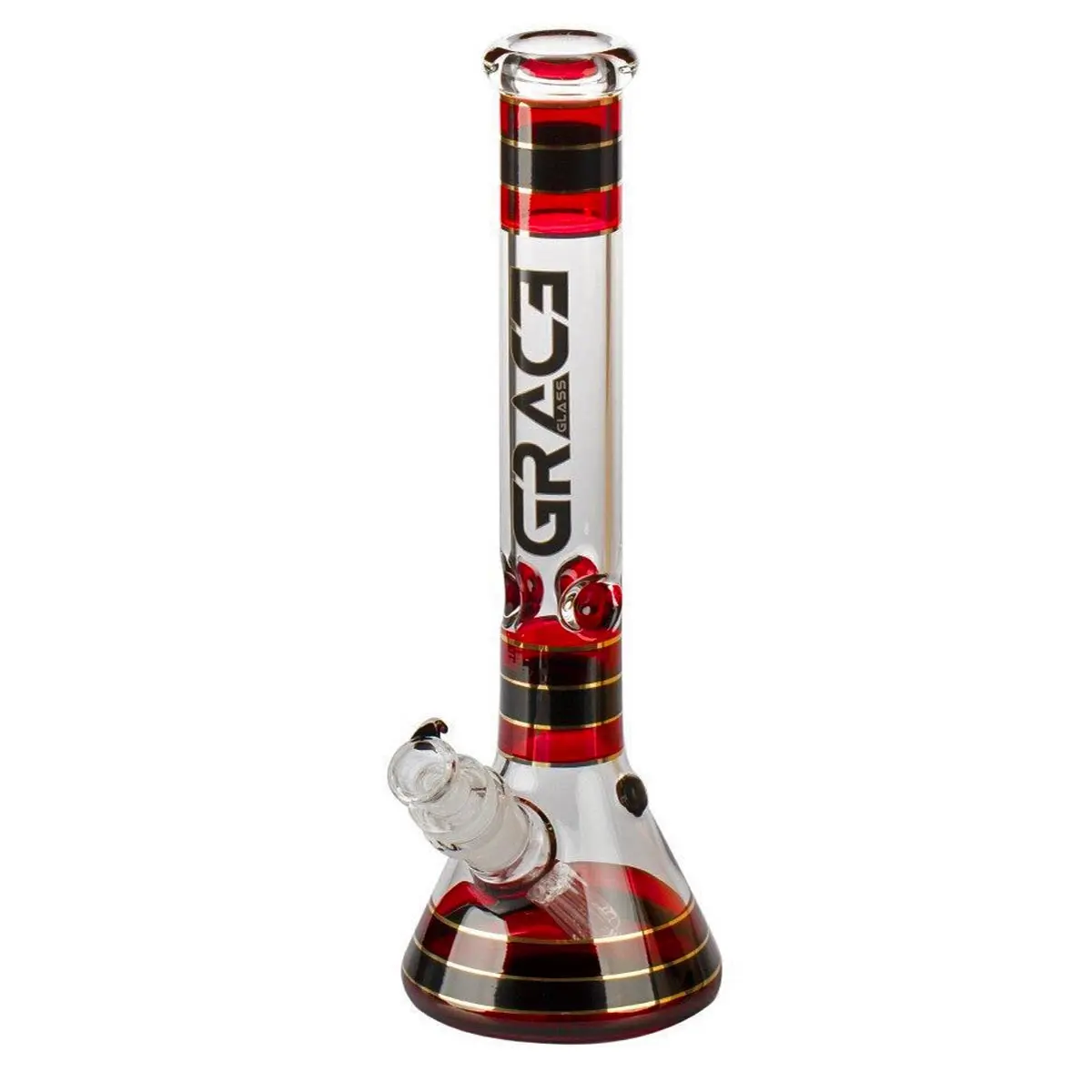 Grace Glass Bong 'Striped Series' - rojo