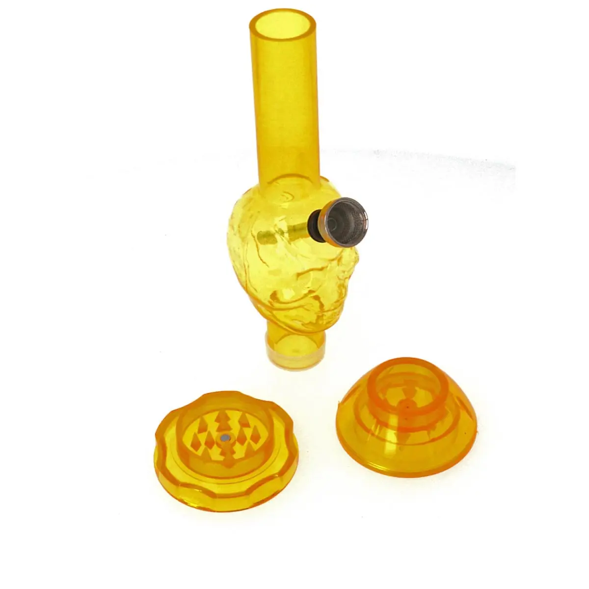 Mini Bong acrílico + molinillo 17cm "Skull"