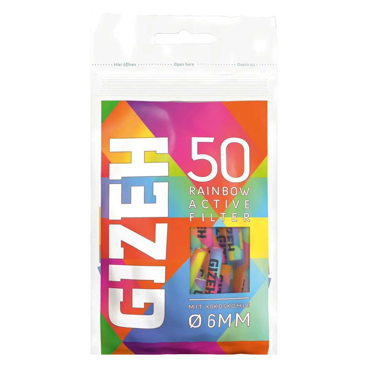 Filtro de carbón activado Gizeh Slim 6 mm Rainbow