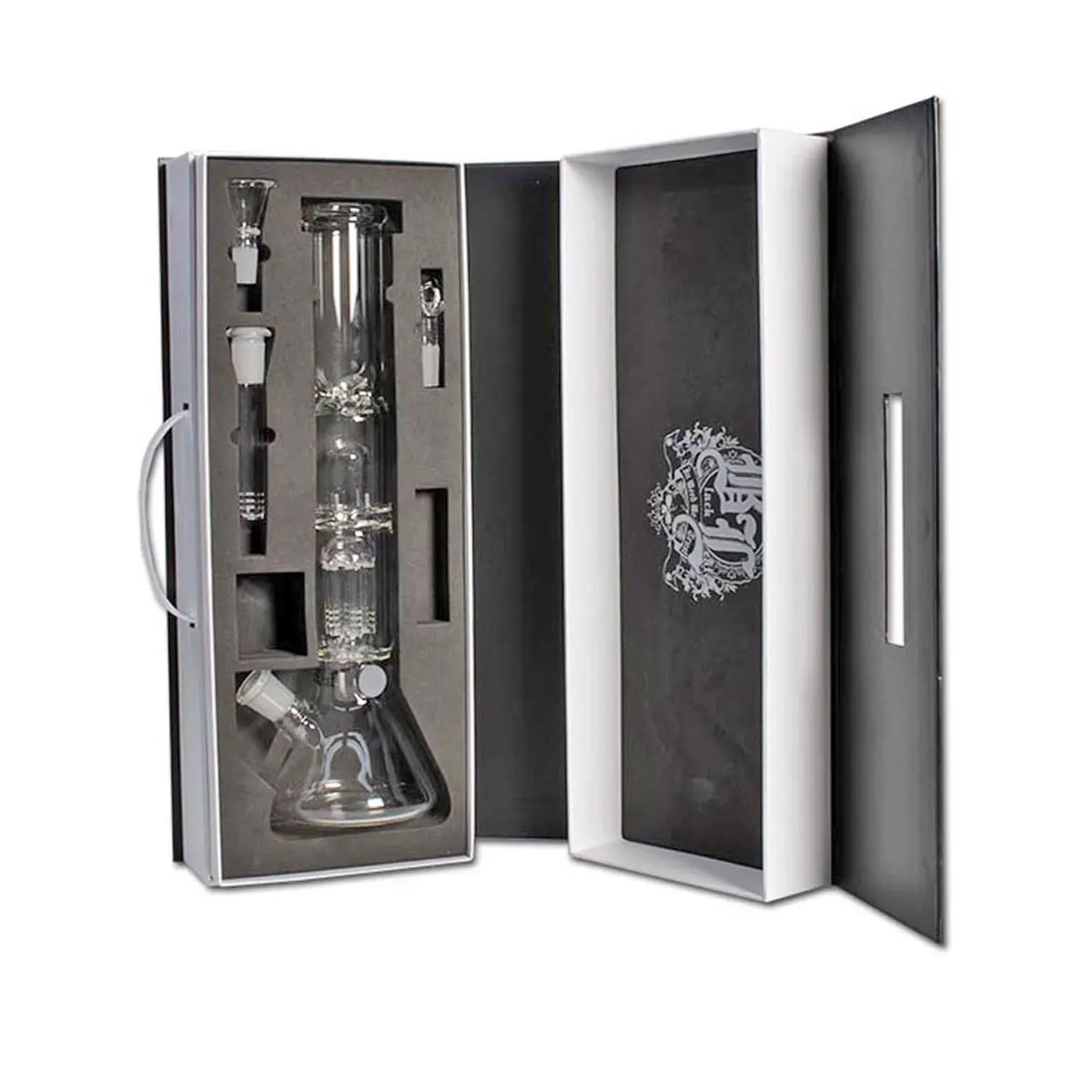 Bong Black Leaf con maleta - percolador, hielo y cazoleta para aceite