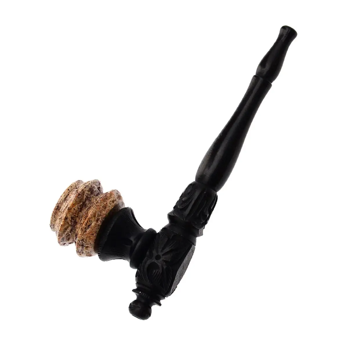 Pipa de madera grande con cazoleta de esteatita - 15,5cm