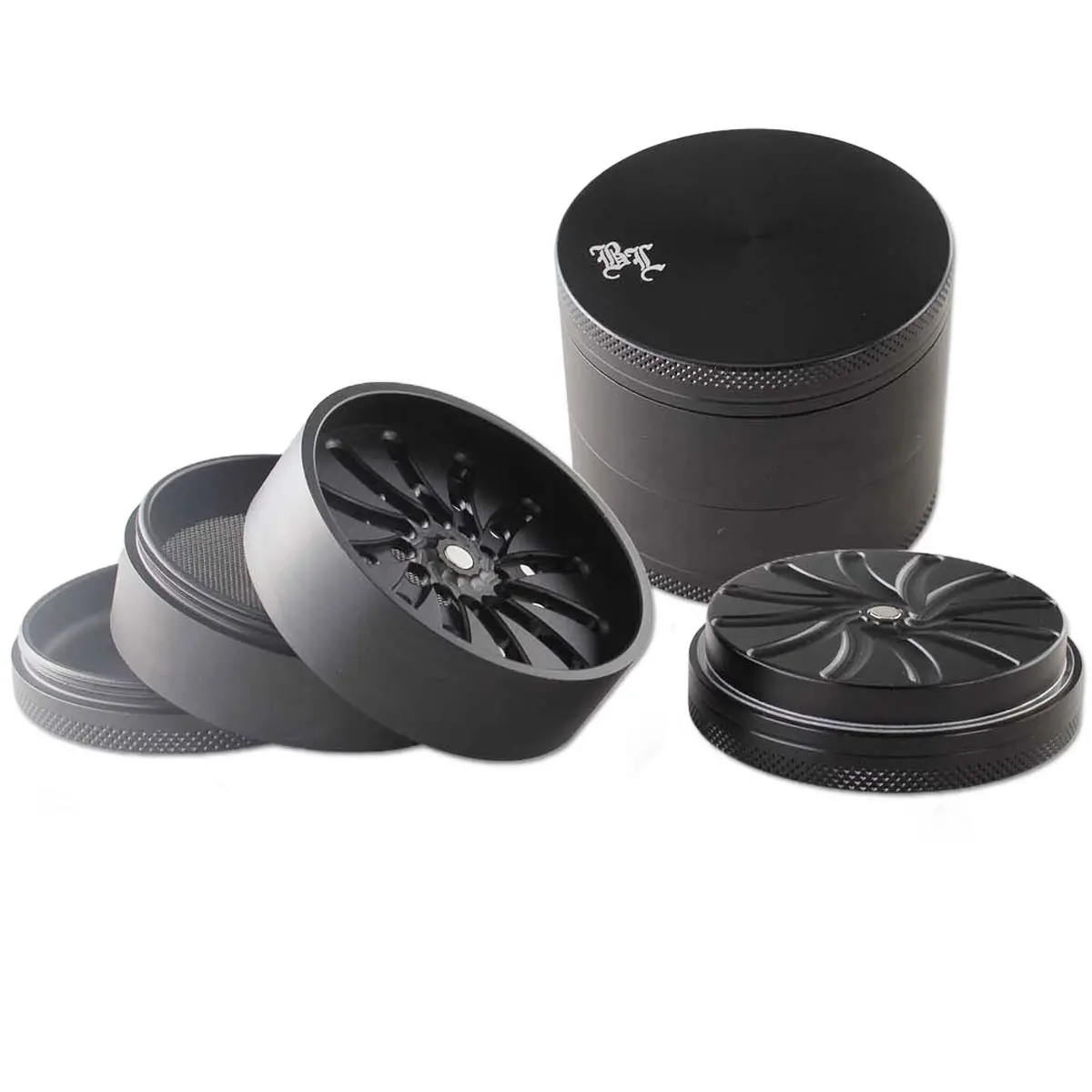Black Leaf Masher Grinder de Aluminio sin dientes 4 piezas
