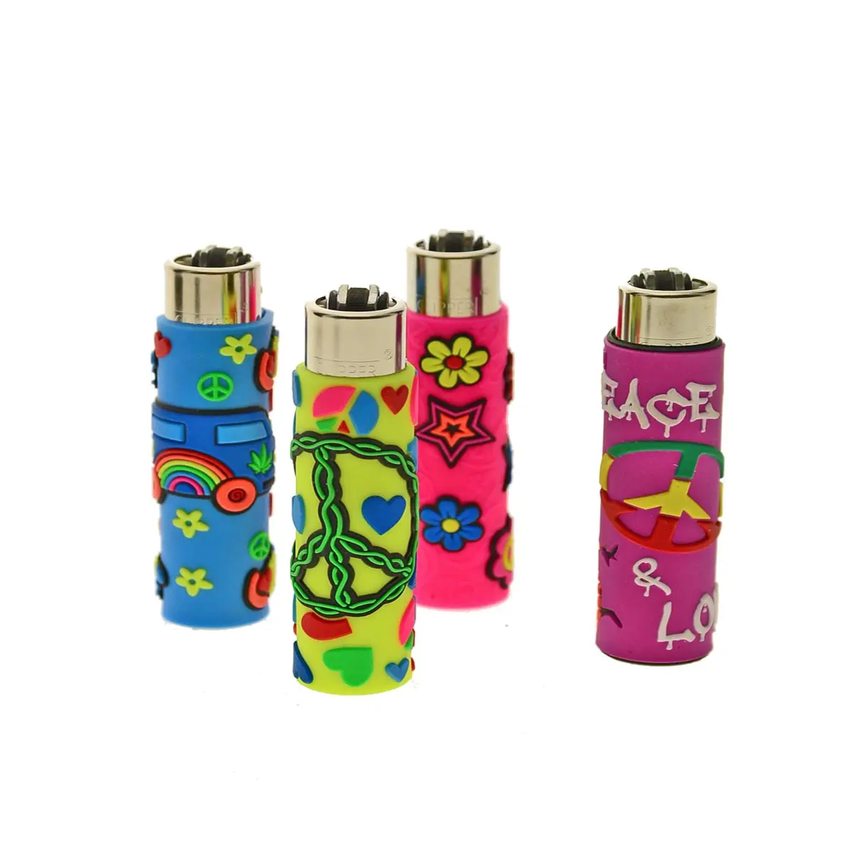 Mechero Clipper con funda de silicona - Hippie