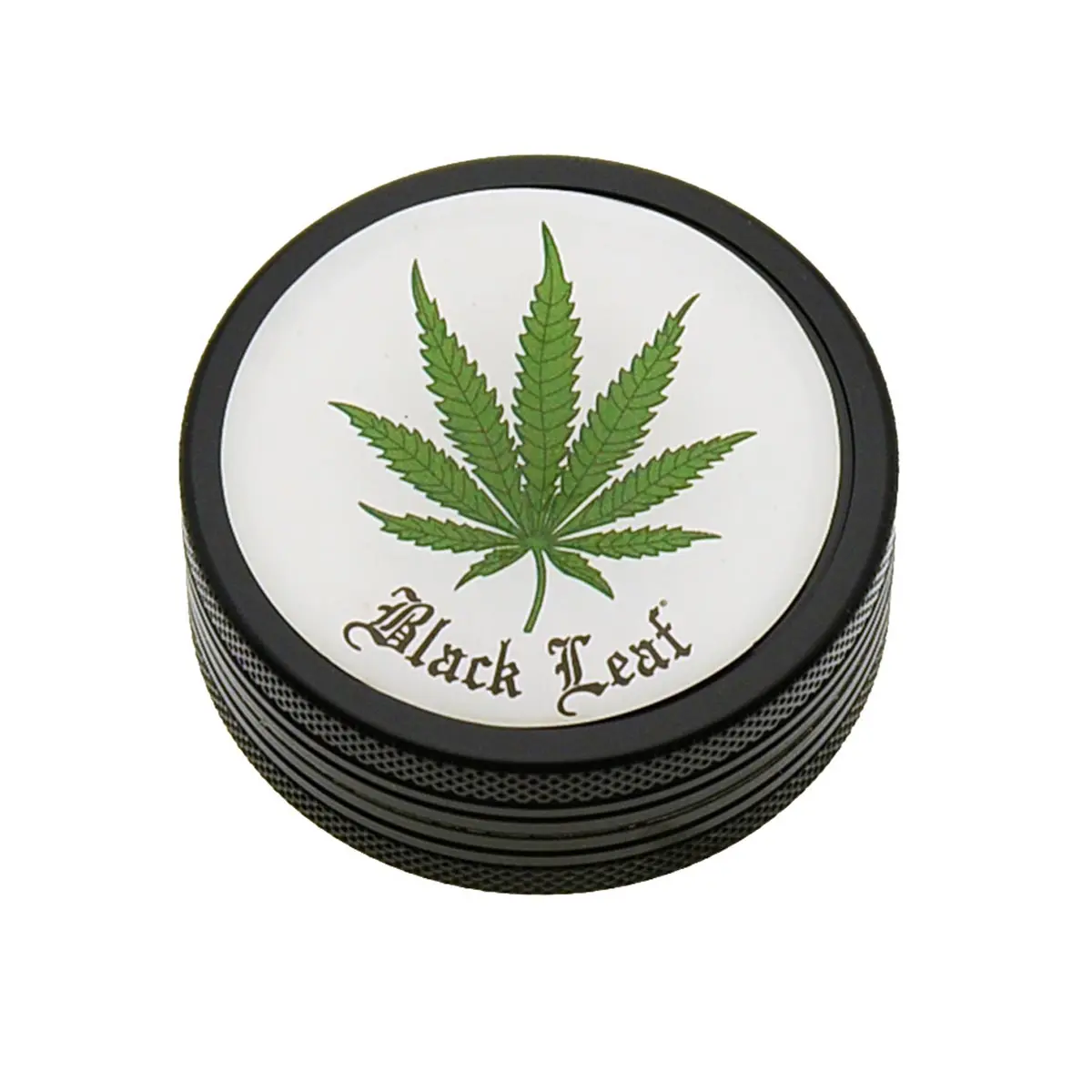 Grinder de aluminio Black Leaf con hoja de cáñamo