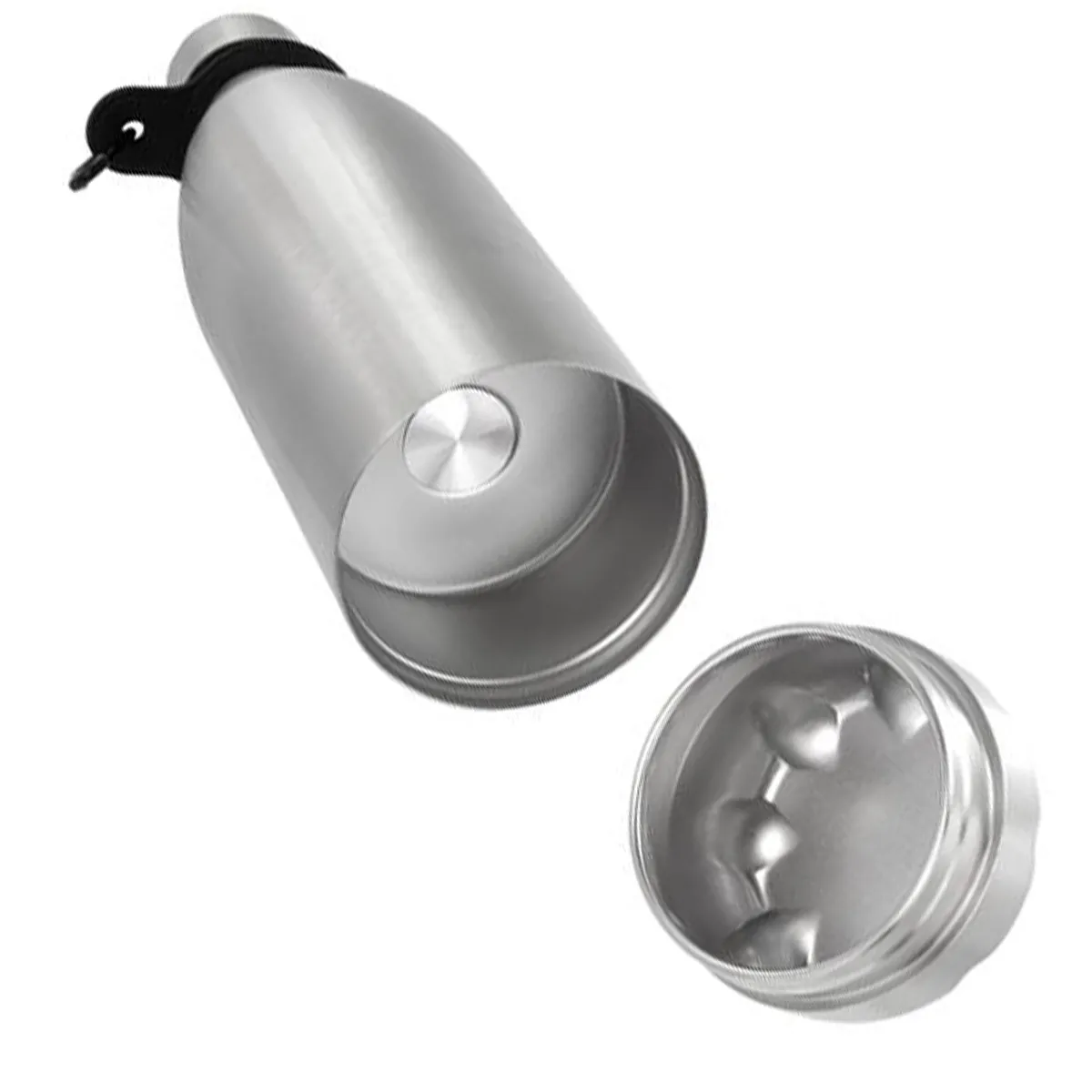 Botella de acero inoxidable con compartimento oculto - plata