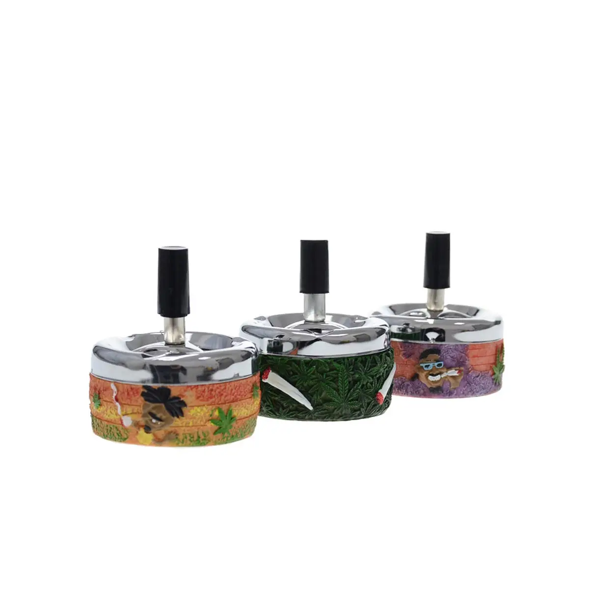 Cenicero con tapa giratoria - hierba