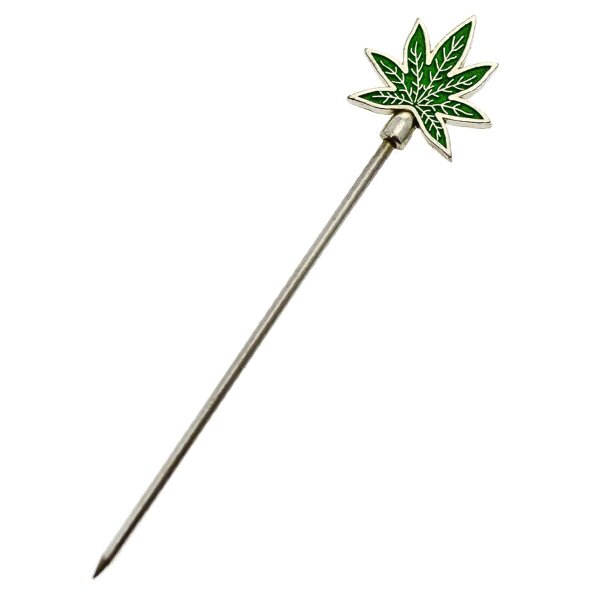 Aguja con hoja de cáñamo
