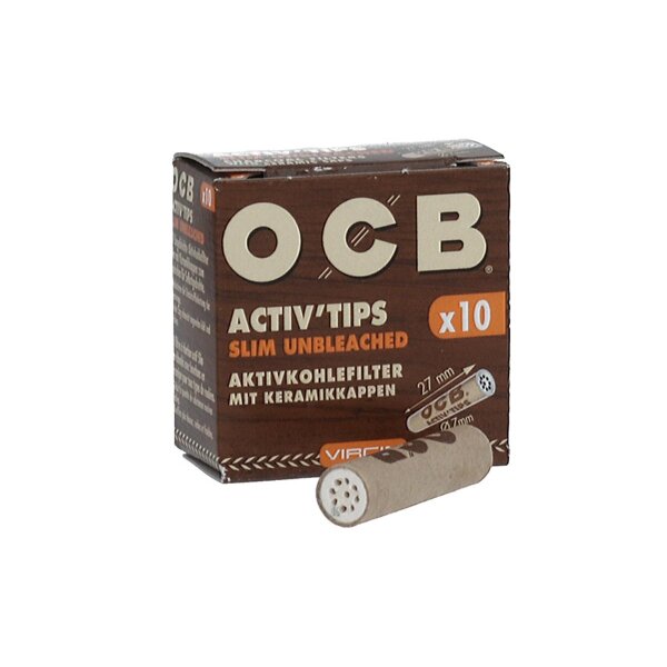 OCB Activ Tips Slim Unbleached 7mm - 10pcs