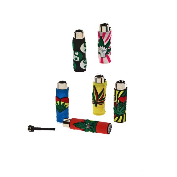 Mechero Clipper con funda de silicona - Hemp Leaf