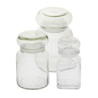 Frasco de farmacia cuadrado con tapón