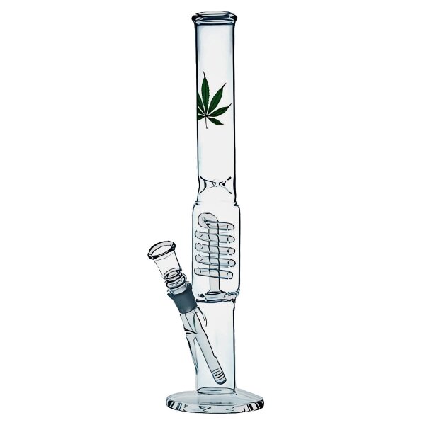 Bong de percolador Hoja de Marihuana con compartimento para hielo de 40 cm