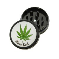 Grinder de aluminio Black Leaf con hoja de cáñamo